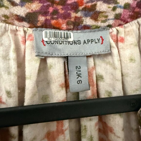 Anthropologie Conditions Apply Multicolor Geometric Puff Sleeve Midi Dress 2 - Picture 2 of 6